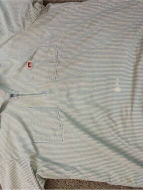 Ben Davis Light Blue & White Striped Long Sleeve Pocket Shirt
